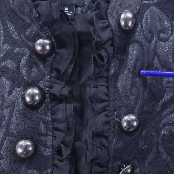 Insight New York Black Military Styled Jacquard Wool Blend Coat Size 10 Gothic - Picture 12 of 16